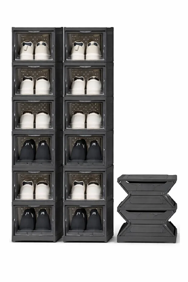 6 Katlı Modüler Lüks Ayakkabı Kutusu Katlanır Ayakkabılık